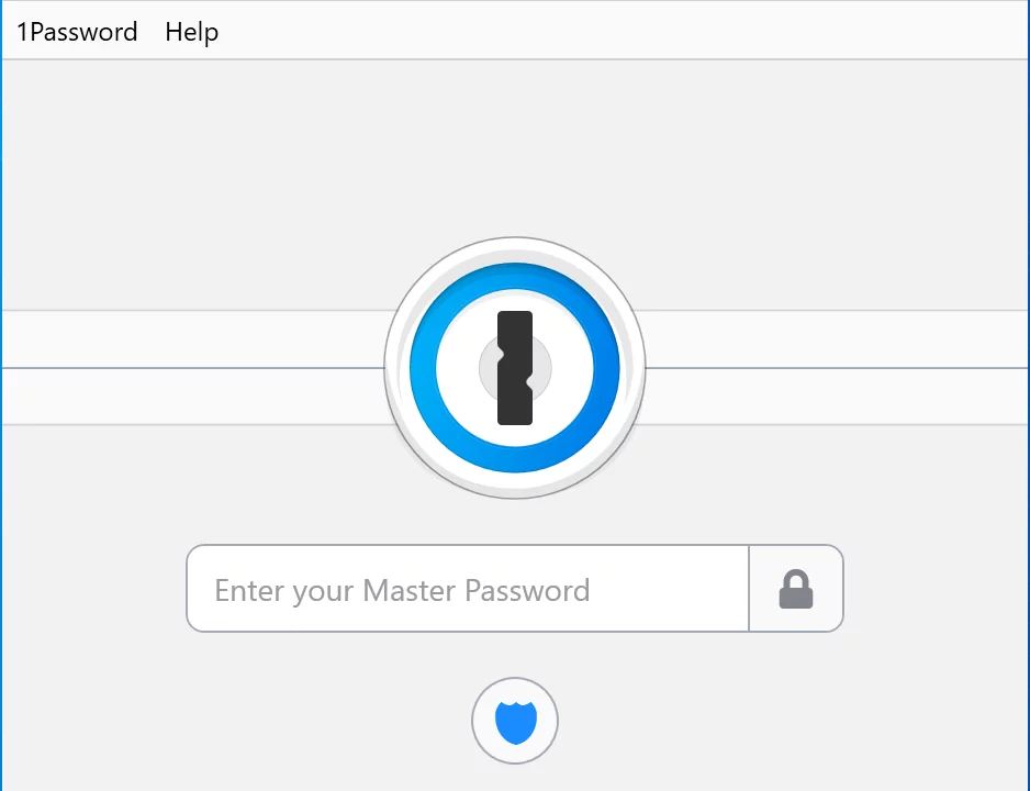 Экран входа в менеджер паролей 1Password