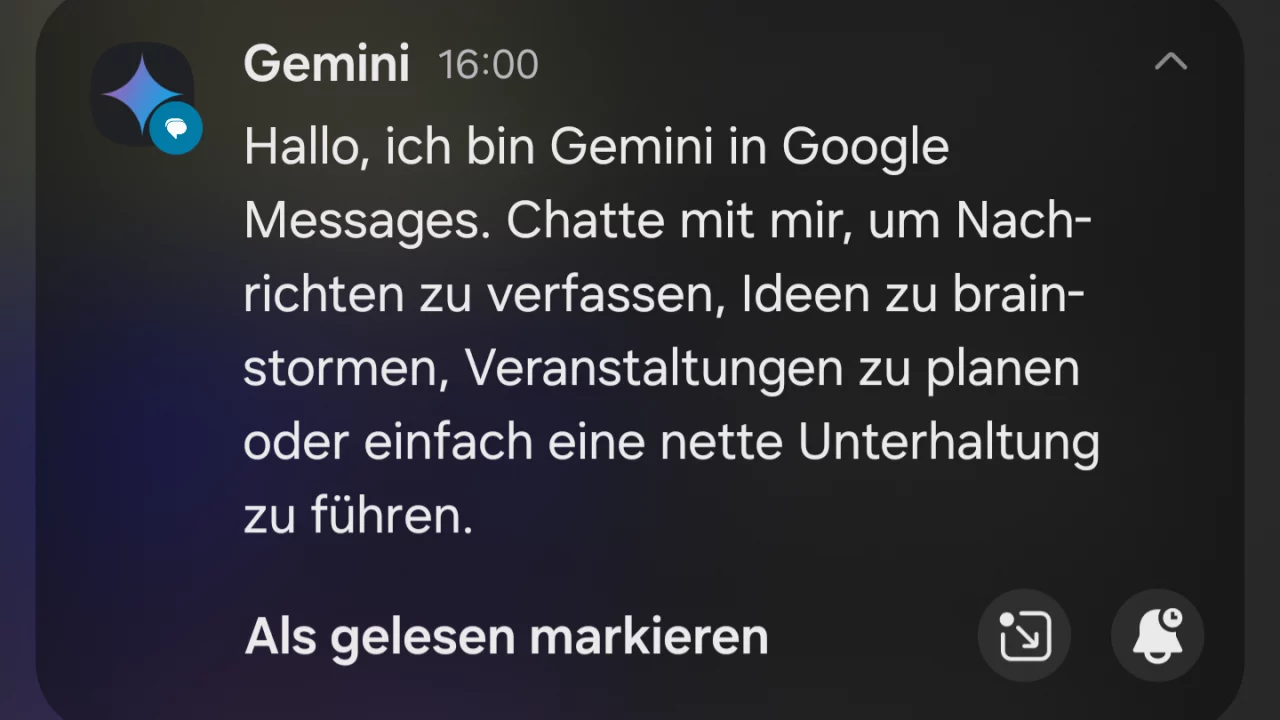 Уведомление Gemini в приложении Google Сообщения на Android